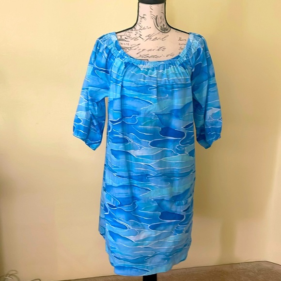 Anthropologie E Blue Wave Mini Dress – Size Large | Boho Chic - Picture 1 of 4